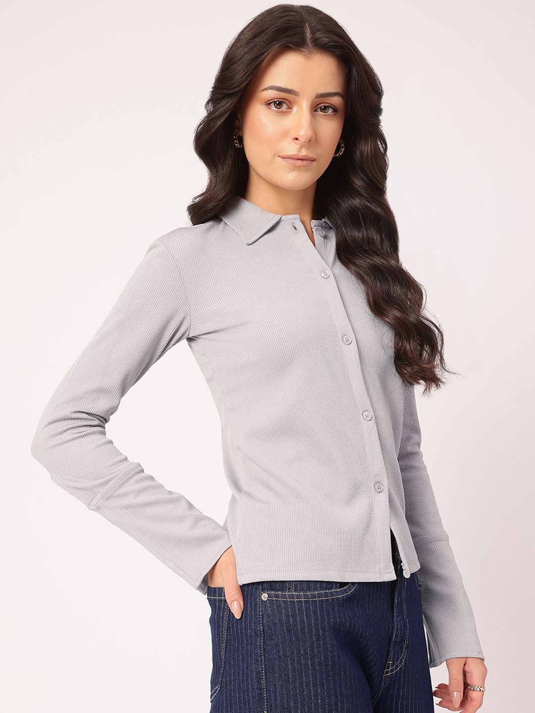 DressBerry Tailored Tradition Slit Sleeves Textured Shirt