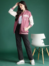 DressBerry Typography Colourblocked Varsity Jacket