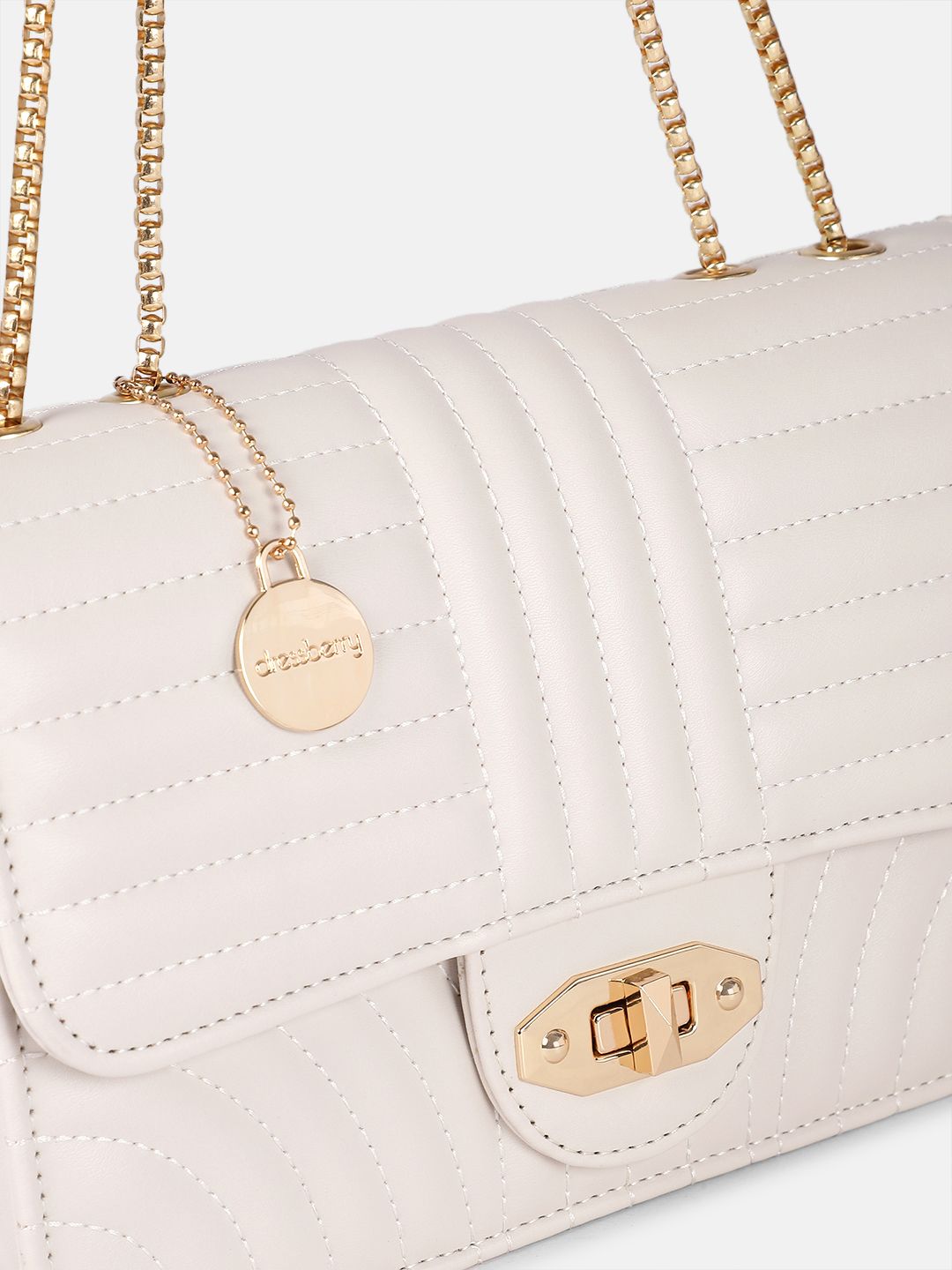 DressBerry Textured Structured Shoulder Bag with Quilted