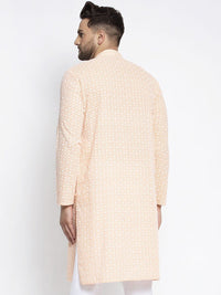 Jompers Men Orange Embroidered Kurta