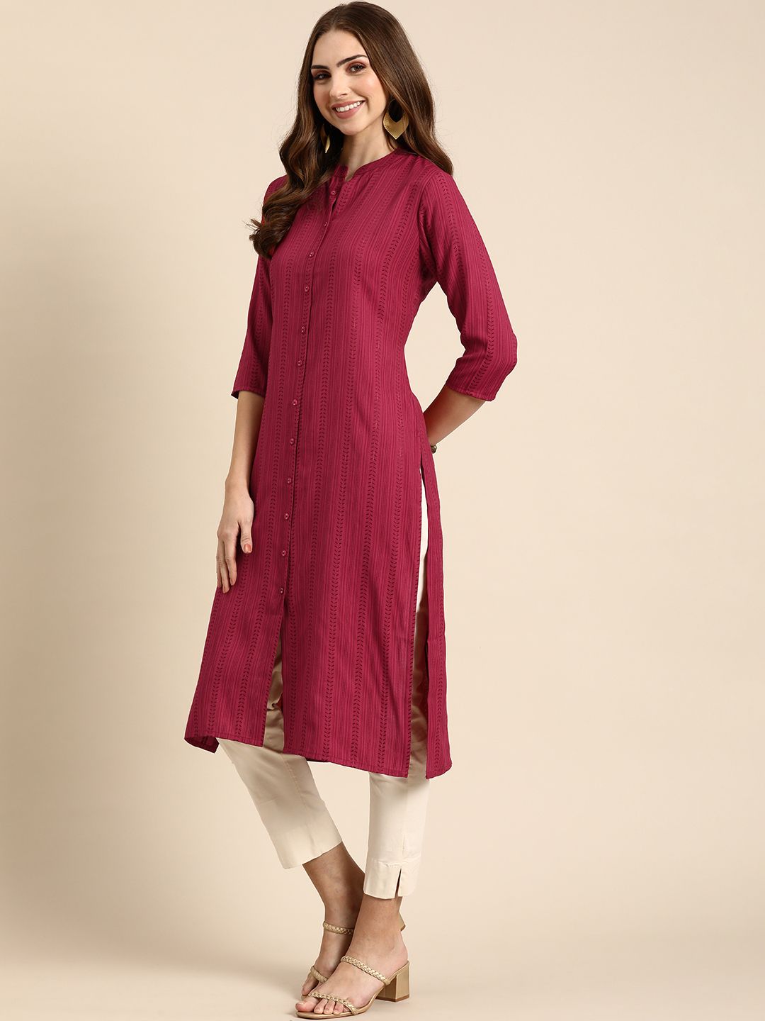 Anouk Women Geometric Woven Design Kurta