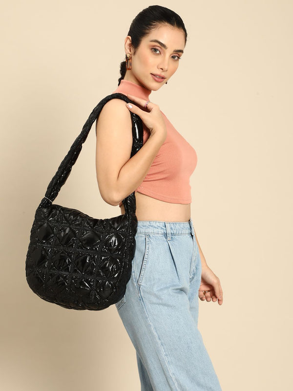 DressBerry Structured Shoulder Bag with Quilted