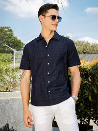 Thomas Scott Men Smart Slim Fit Horizontal Stripes Opaque Casual Shirt