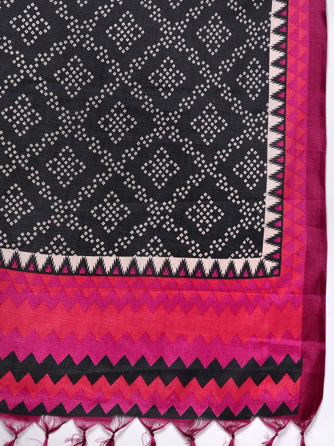 Varanga Brocade Yoke with Gota Detail Kurta with Trouser with Bandhani Printed Dupatta