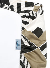 KLOTTHE White & Green Geometric 300TC Fitted Single Bedsheet With Pillow Cover-2.25mx1.50m