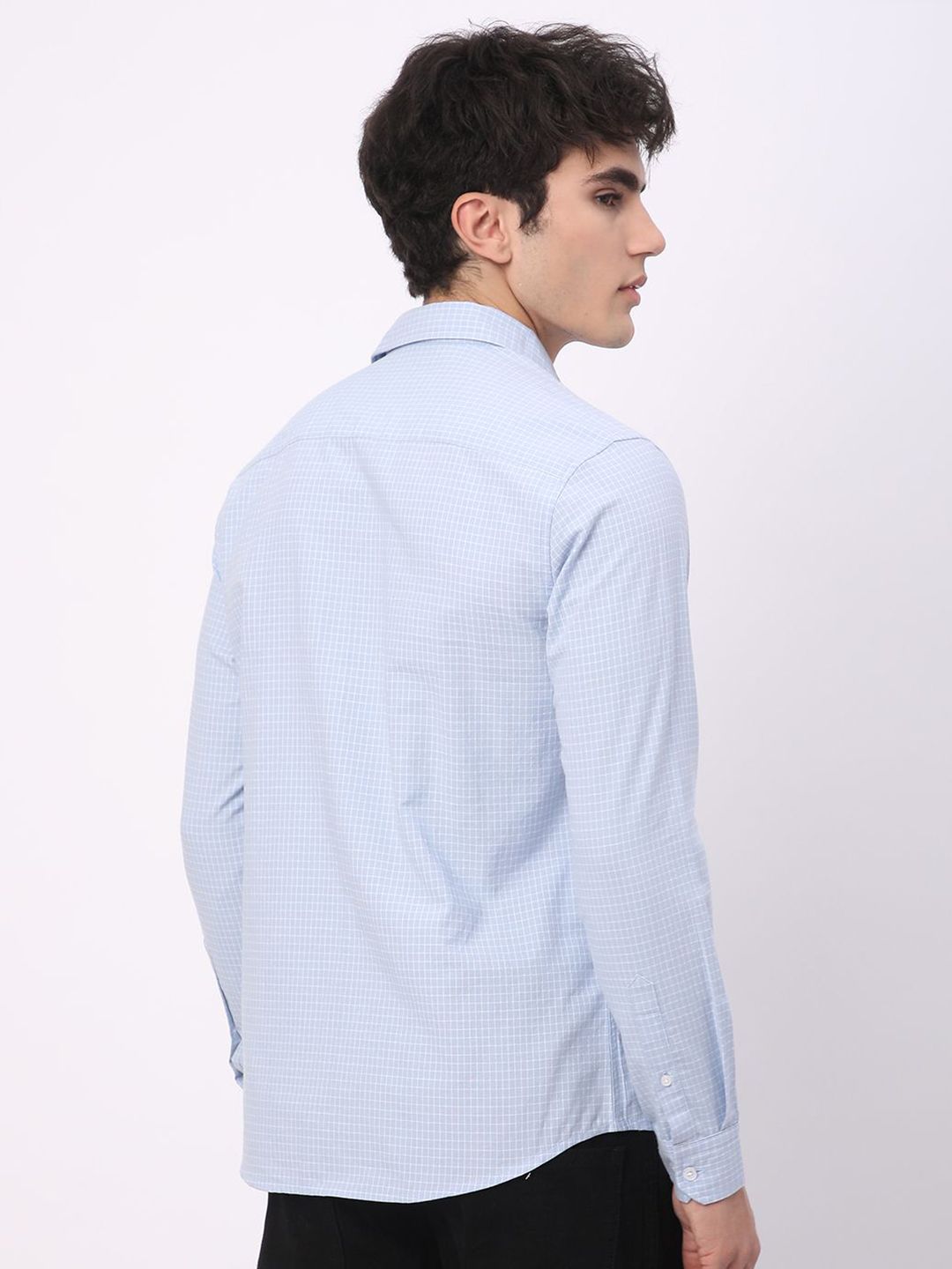 VASTRADO Men Classic Fit Spread Collar Micro Checked Cotton Casual Shirt