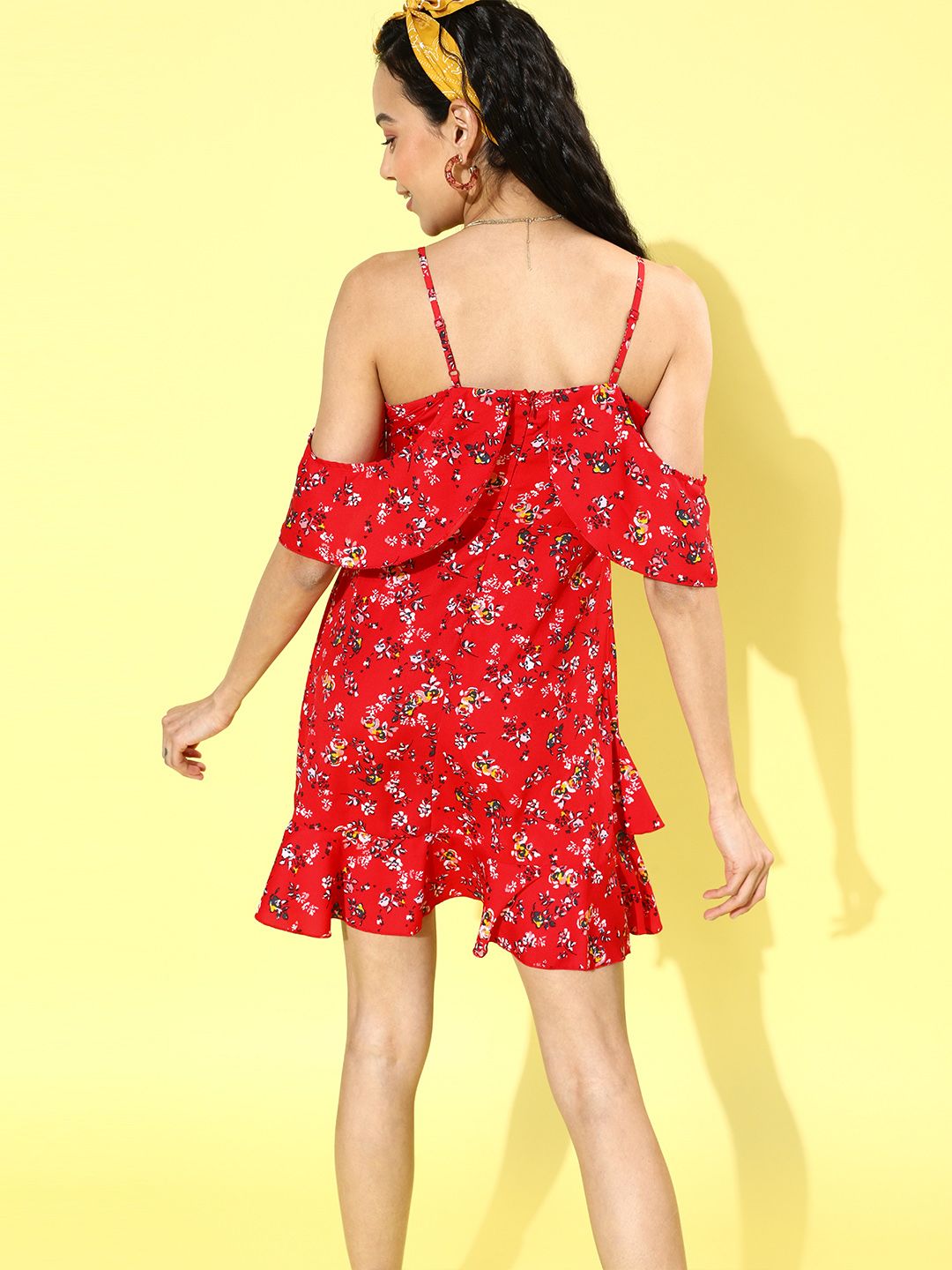 Berrylush Women Red Floral Printed Fit and Flare Dress
