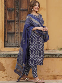 KALINI Printed Gotta Patti Kurta With Trousers & Dupatta