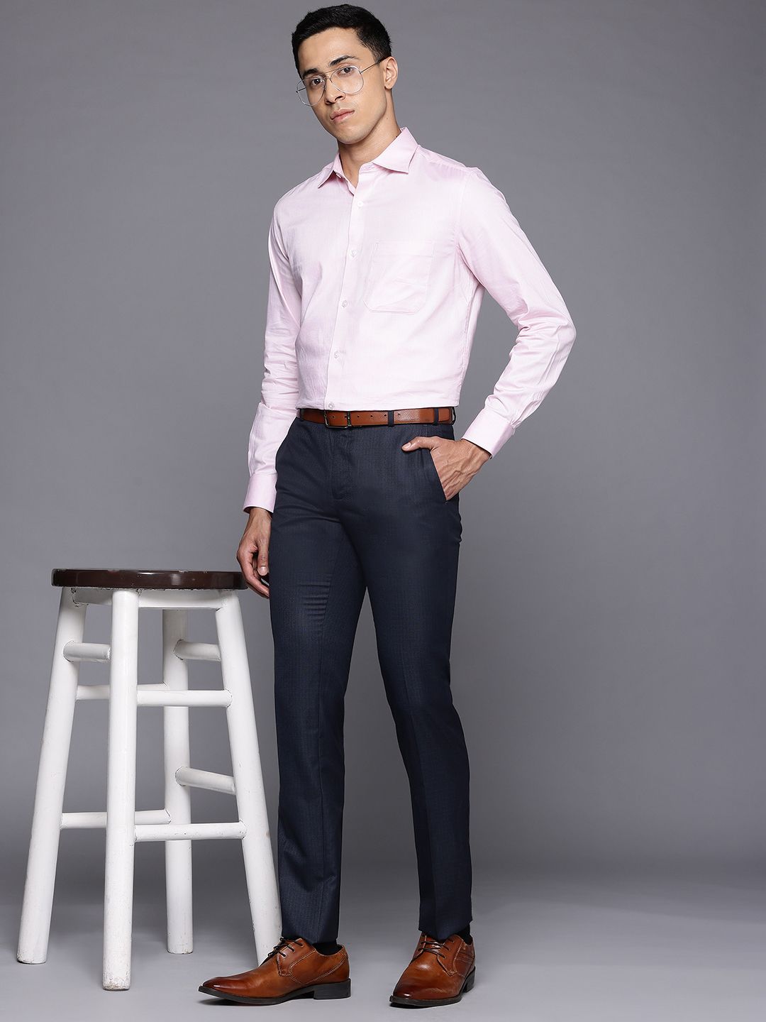 Raymond Men Textured Slim Fit Formal Trousers