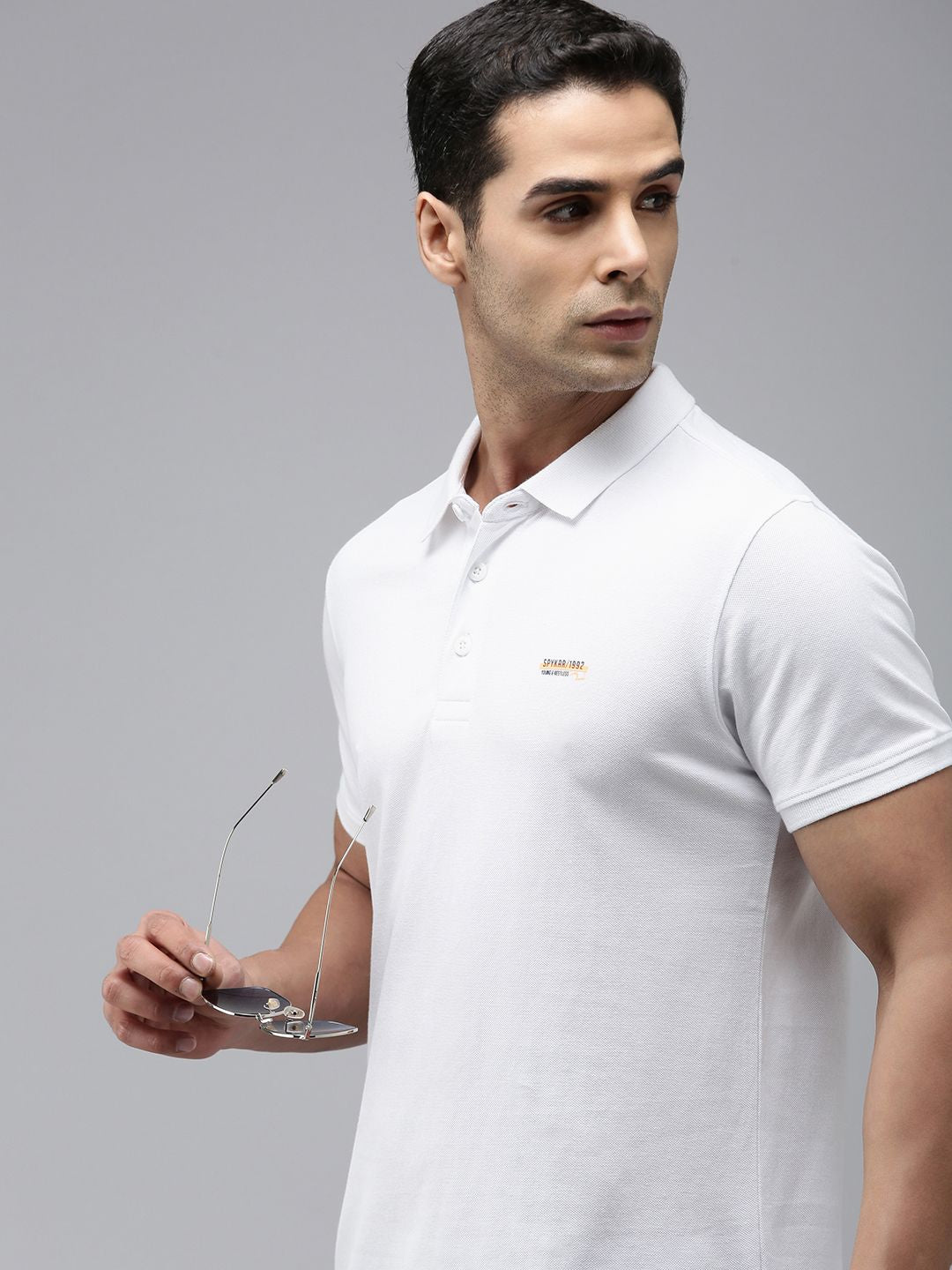 SPYKAR Men Pure Cotton Polo Collar Slim Fit T-shirt