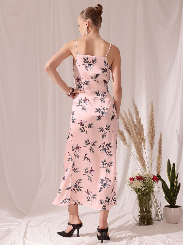 STREET 9 Shoulder Straps Floral Print Satin Sheath Dress