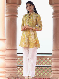 Libas Women Floral Printed Shirt Collar Kurti