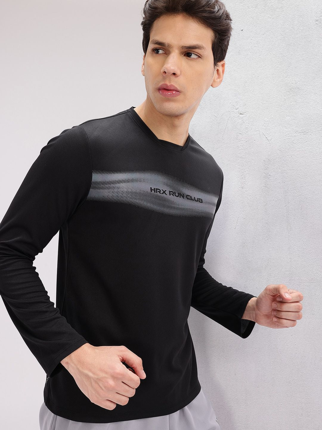 HRX by Hrithik Roshan Men Brand Logo Striped Rapid-Dry Running T-shirt