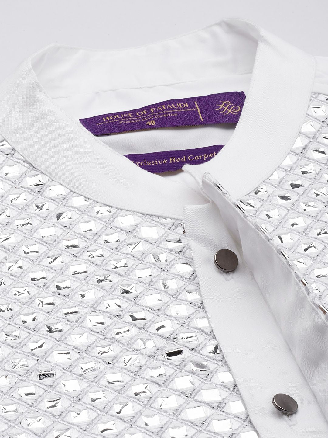 House of Pataudi Pure Cotton Embellished Party Shirt