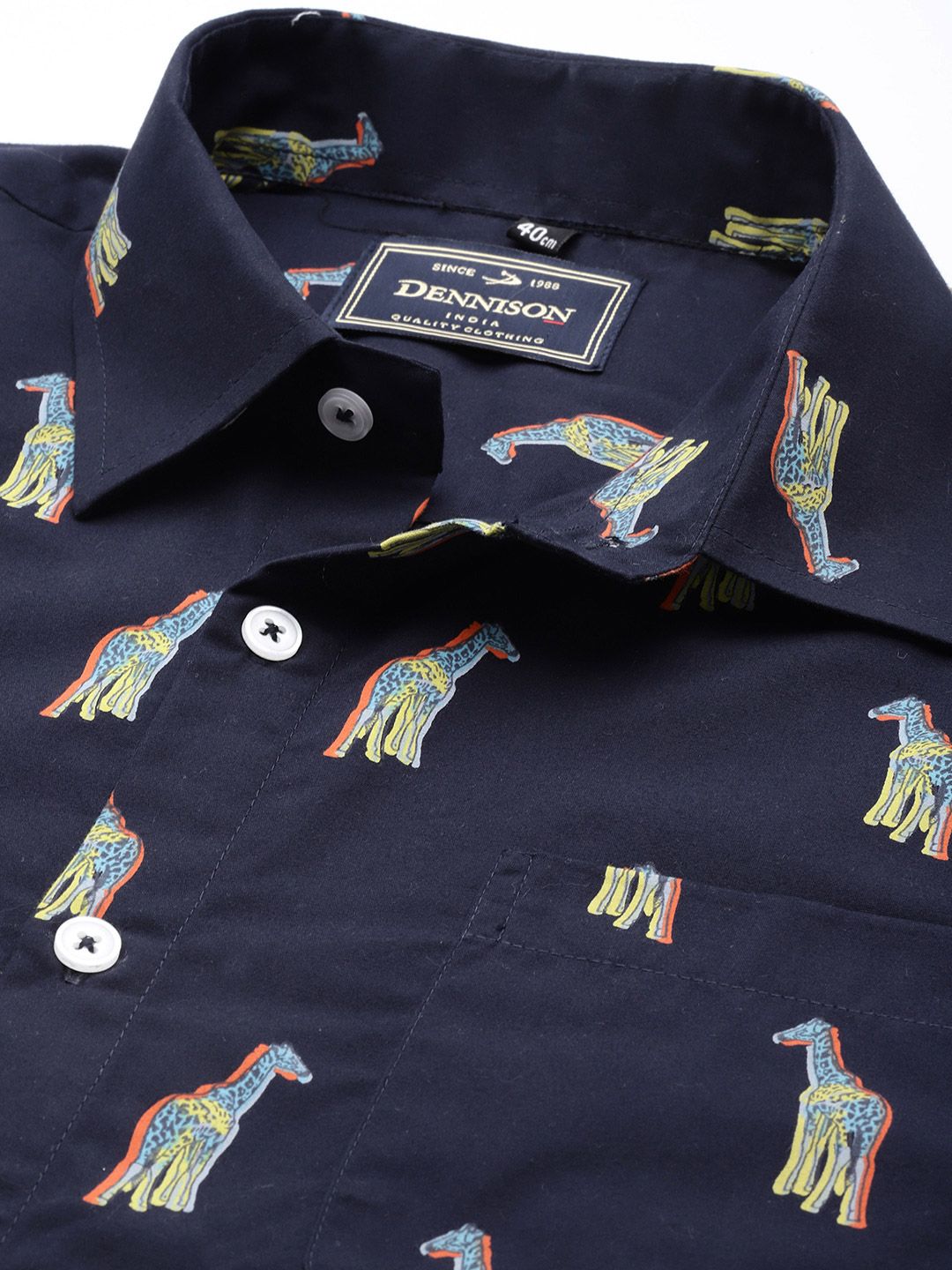 DENNISON Men Navy Blue Regular Fit Printed Casual Shirt