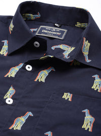 DENNISON Men Navy Blue Regular Fit Printed Casual Shirt