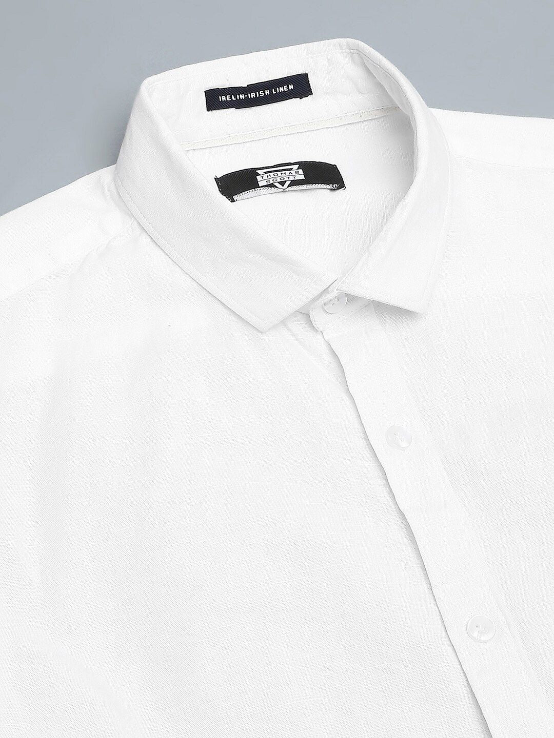 Thomas Scott Cutaway Collar Classic Slim Fit Cotton Linen Casual Shirt