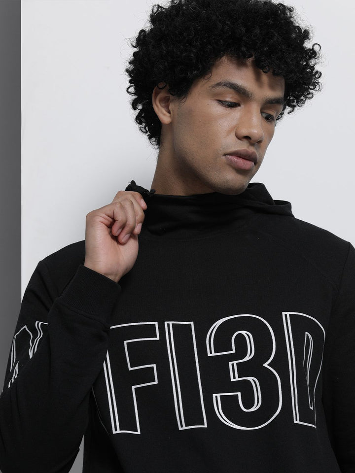 The Indian Garage Co Men Black Hooded Sweatshirt