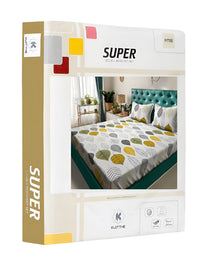 KLOTTHE Cream Floral Polycotton 300 TC Dilengkapi Cadar King dengan 2 Sarung Bantal-98 x 89 inci