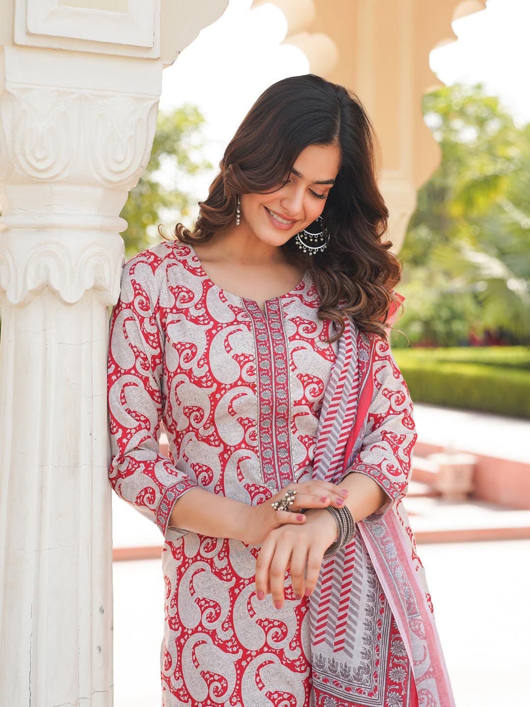 KALINI Women Paisley Printed Regular Kurta with Trousers & Dupatta