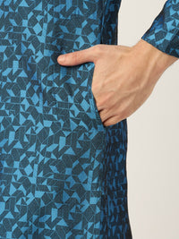 SOJANYA Men Blue Woven Design Straight Kurta