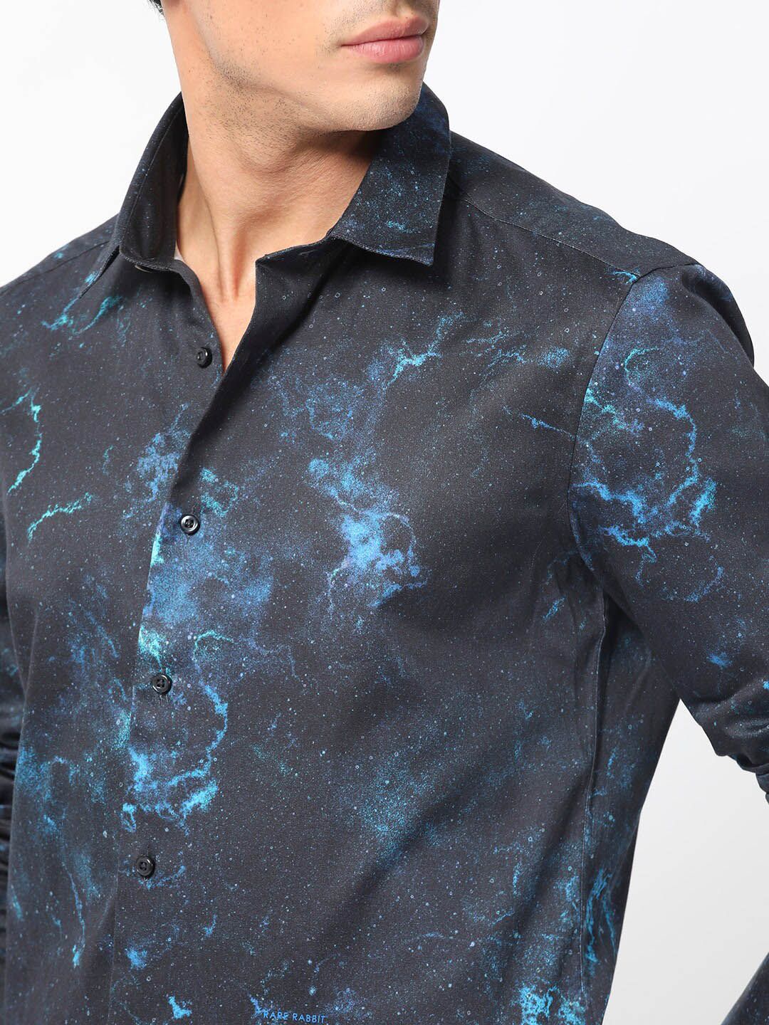 RARE RABBIT Men Galaxx Slim Fit Abstract Printed Cotton Shirt