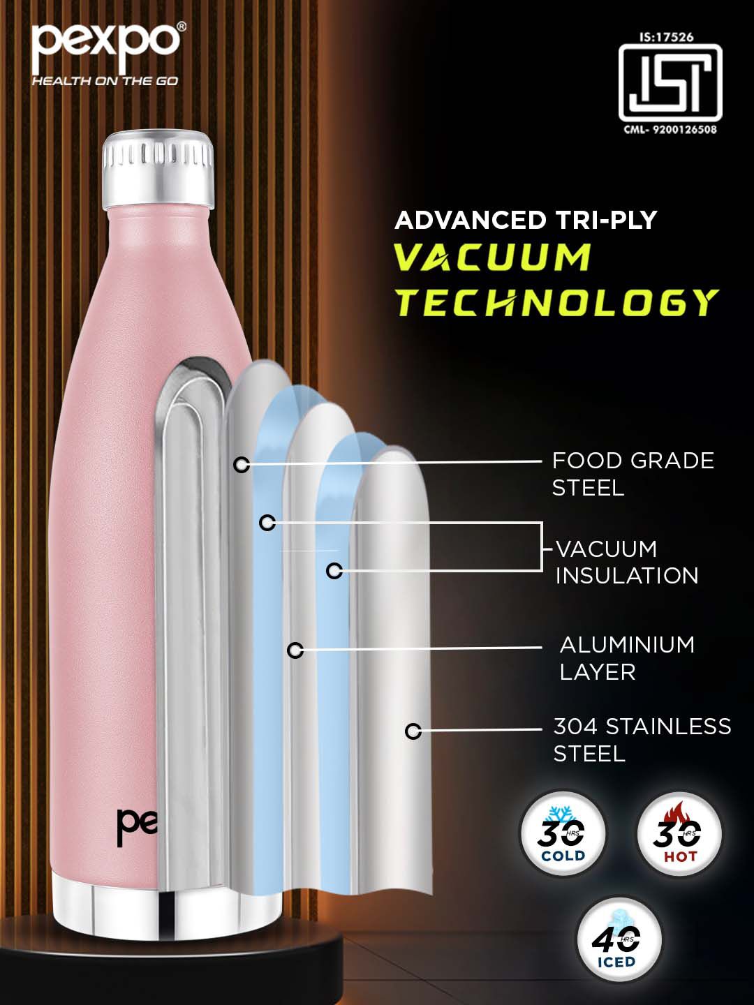 Pexpo Exteme Rosy Brown Thermosteel ISI Certified Hot & Cold Flask Water Bottle 830ml