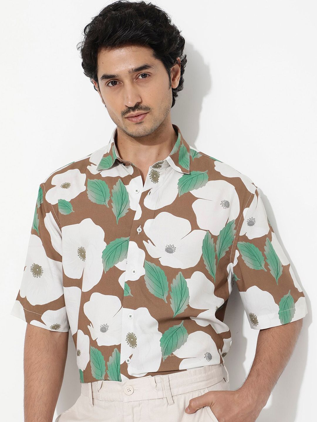 RARE RABBIT Men Yuki Boxy Opaque Floral Printed Shirt