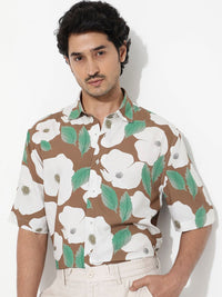 RARE RABBIT Men Yuki Boxy Opaque Floral Printed Shirt