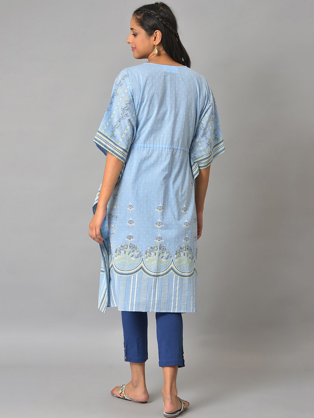 AURELIA Ethnic Motifs Printed Kaftan Pure Cotton Kurta