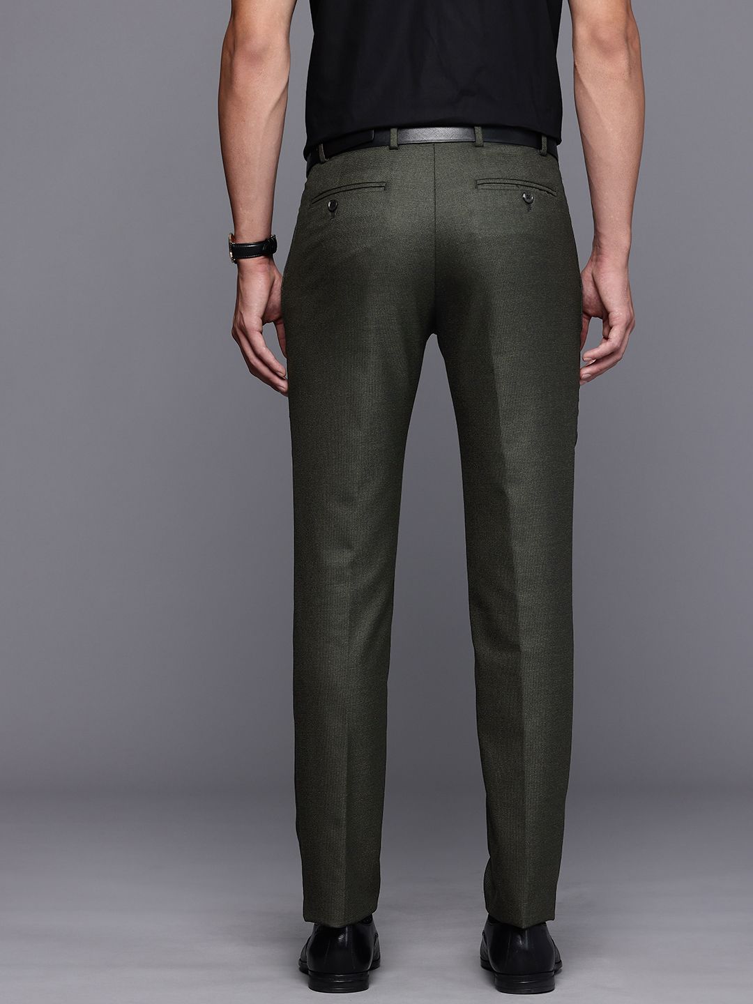 Raymond Men Textured Slim Fit Formal Trousers