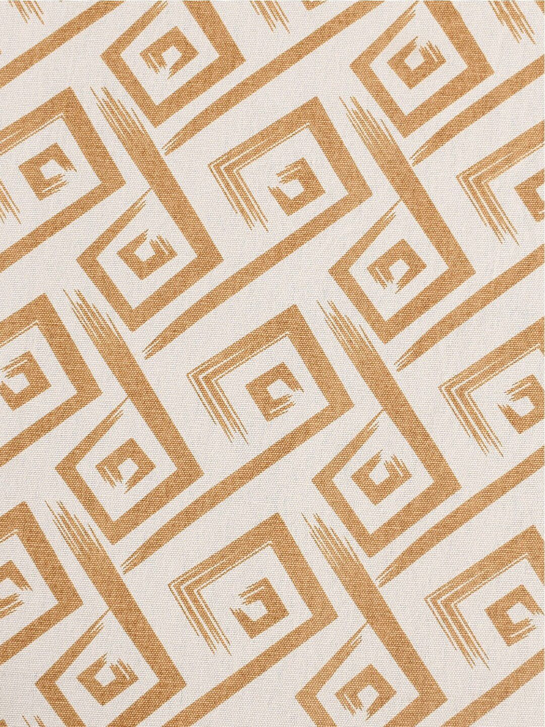 URBAN SPACE Taupe & White Printed Pure Cotton 4-Seater Table Cover