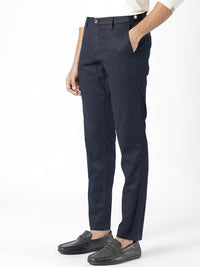 RARE RABBIT Men Cellular Mid-Rise Slim Fit Cotton Trouser