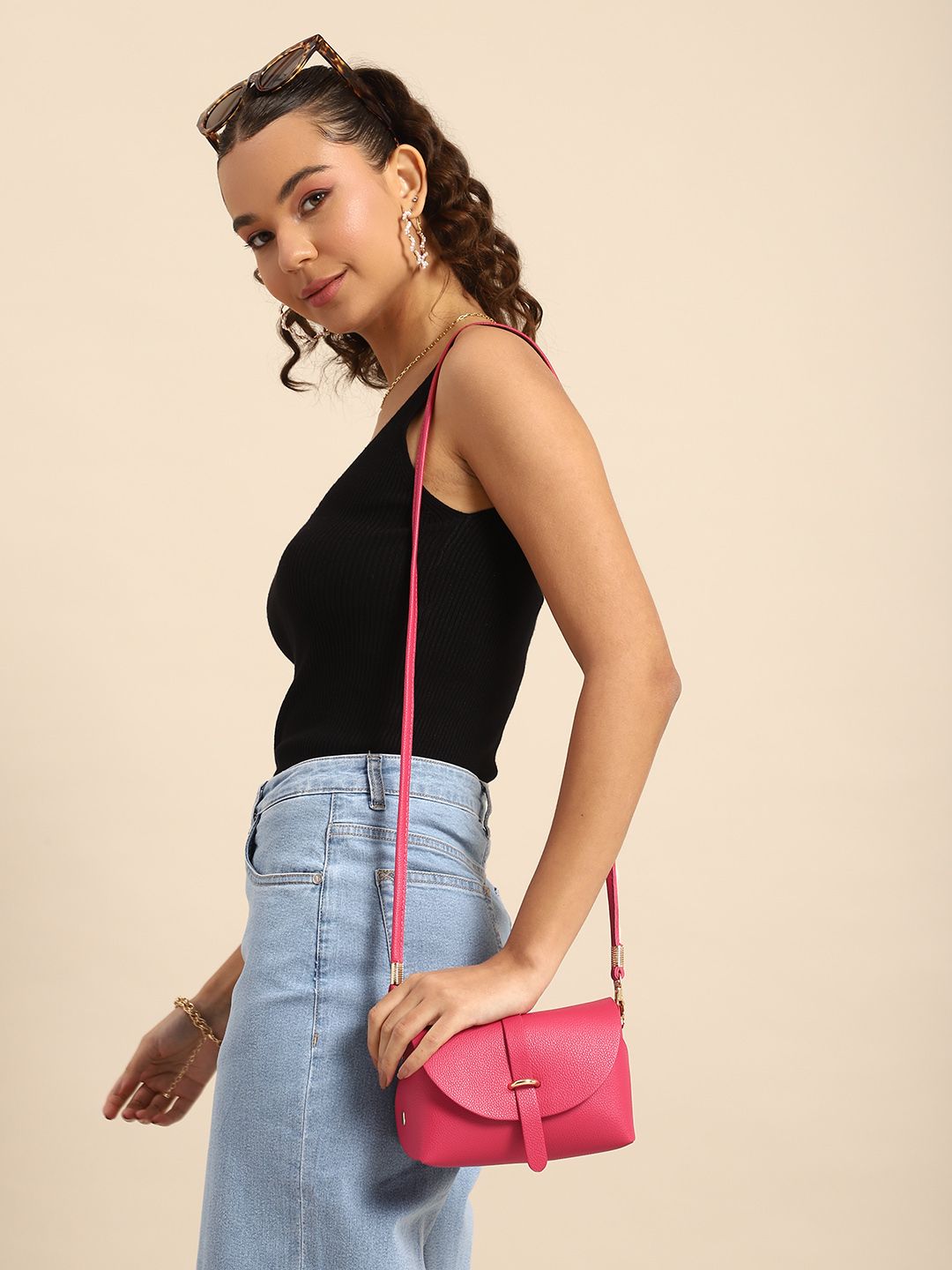 DressBerry Solid Structured Mini Sling Bag