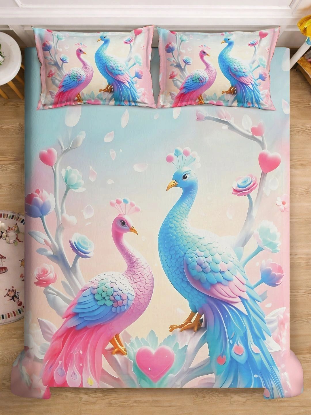 Moda Rapido X KLOTTHE Blue & Pink 400 TC King Bedsheet with 2 Pillow Covers