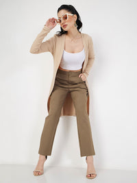 SASSAFRAS Women Beige Mid-Rise Tapered Fit Trousers