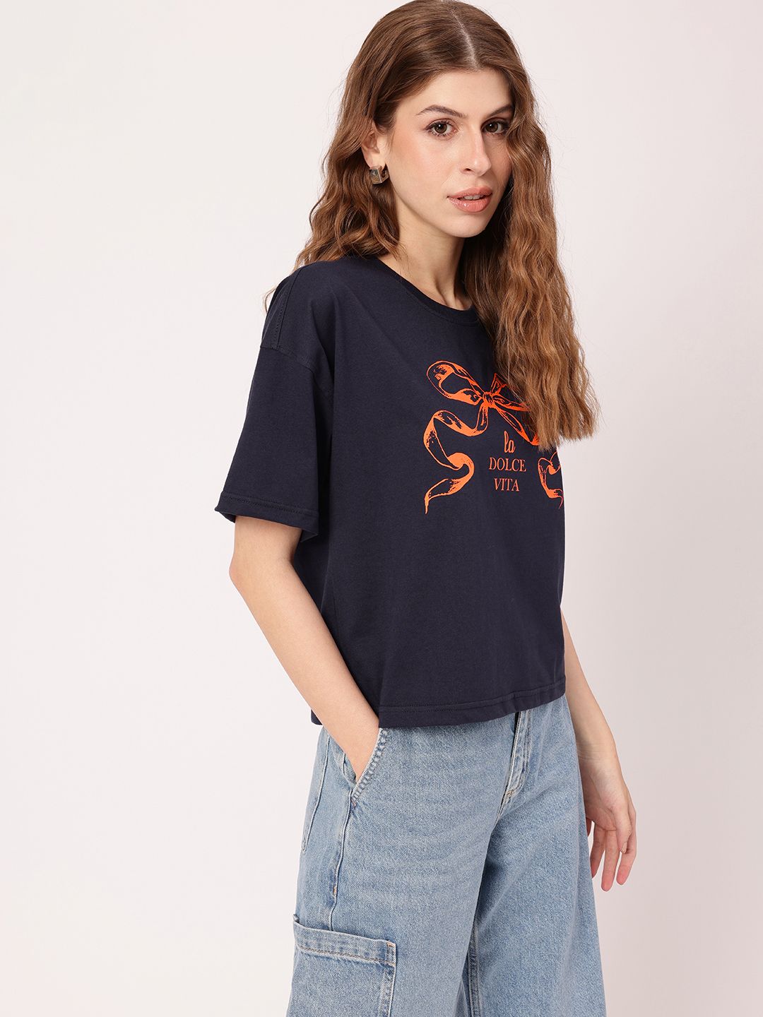 DressBerry Whimsical Grunge Graphic Typo Printed Boxy T-shirt