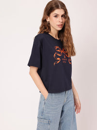 DressBerry Whimsical Grunge Graphic Typo Printed Boxy T-shirt