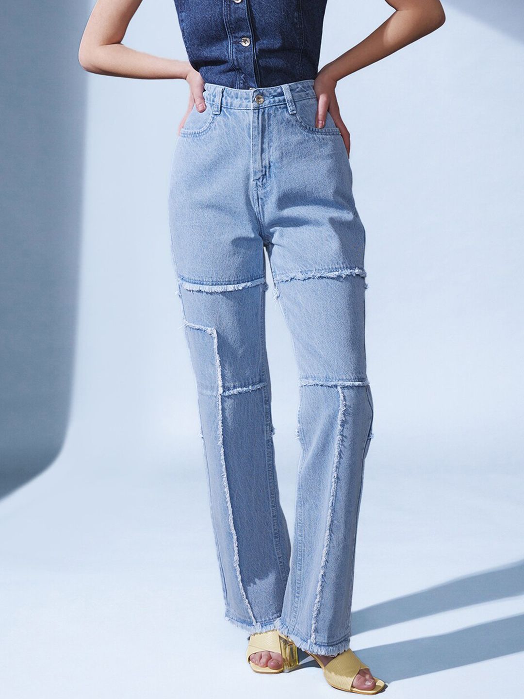 STREET 9 Women Smart Straight Fit High-Rise Slash Knee Jeans
