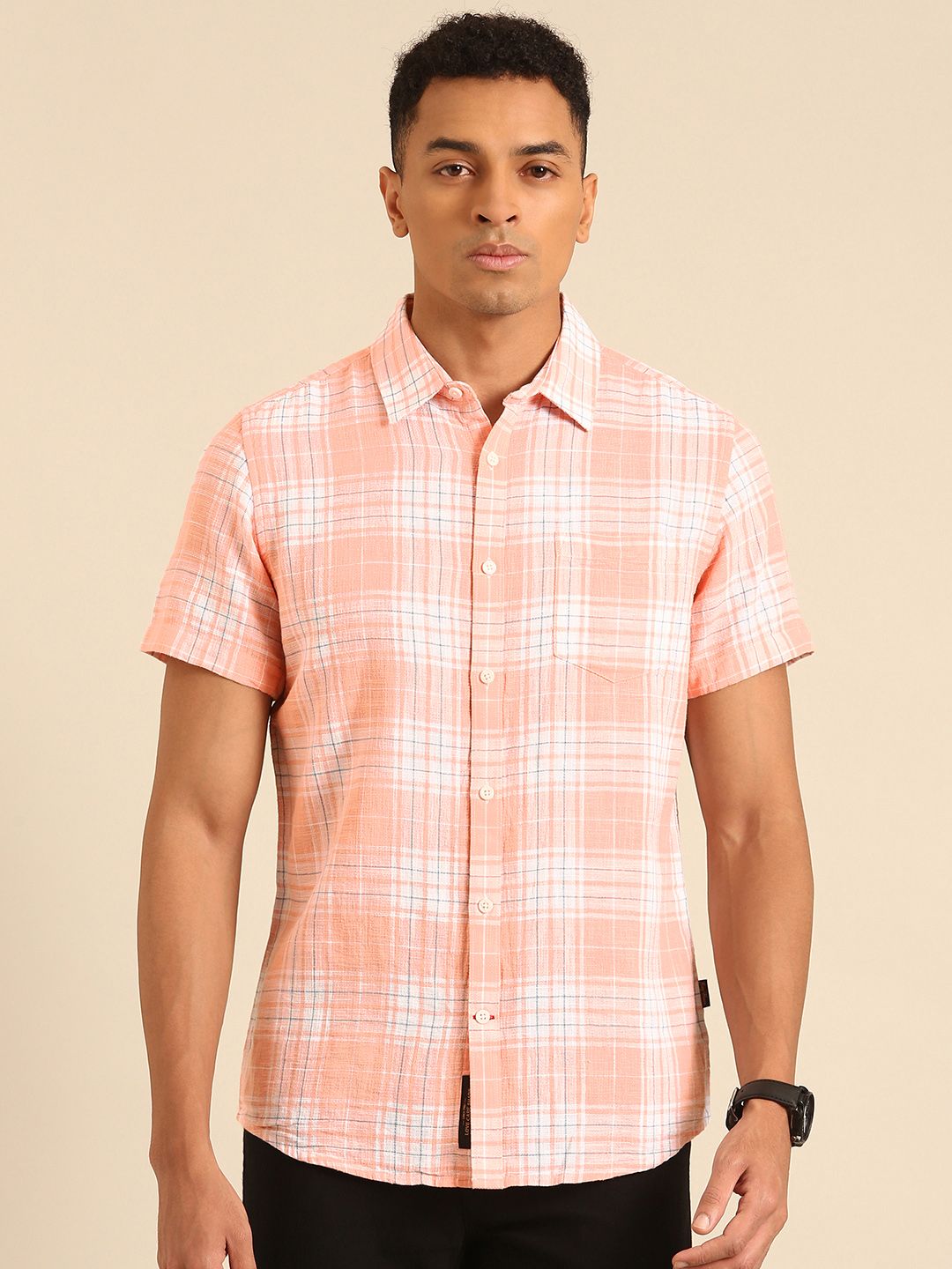 Being Human Slim Fit Checked Pure Cotton Casual Shirt