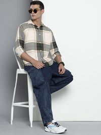 The Indian Garage Co Pure Cotton Checks Waffles Textured Opaque Relaxed Fit Casual Shirt
