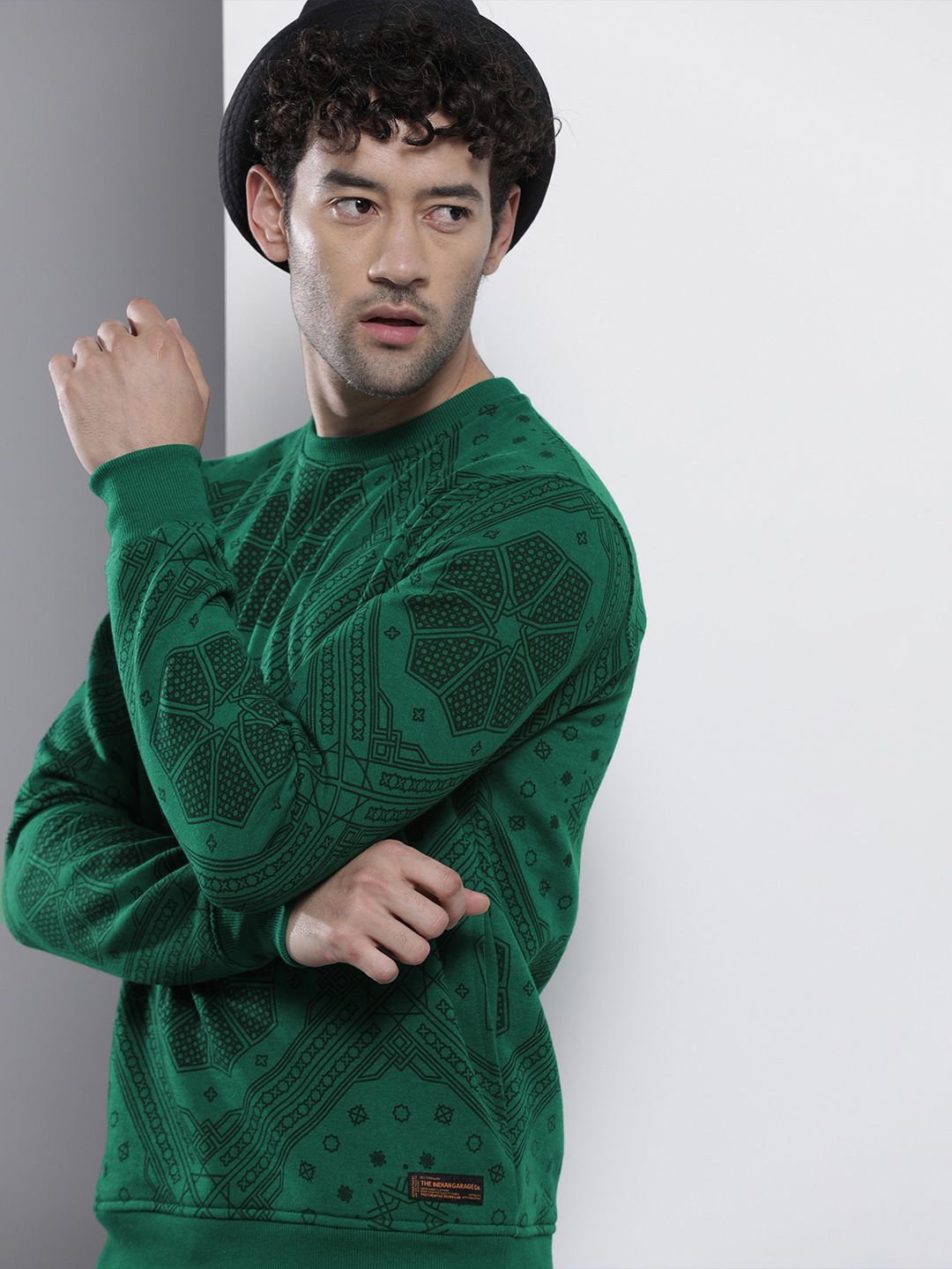 The Indian Garage Co Men Teal Printed Sweatshirt