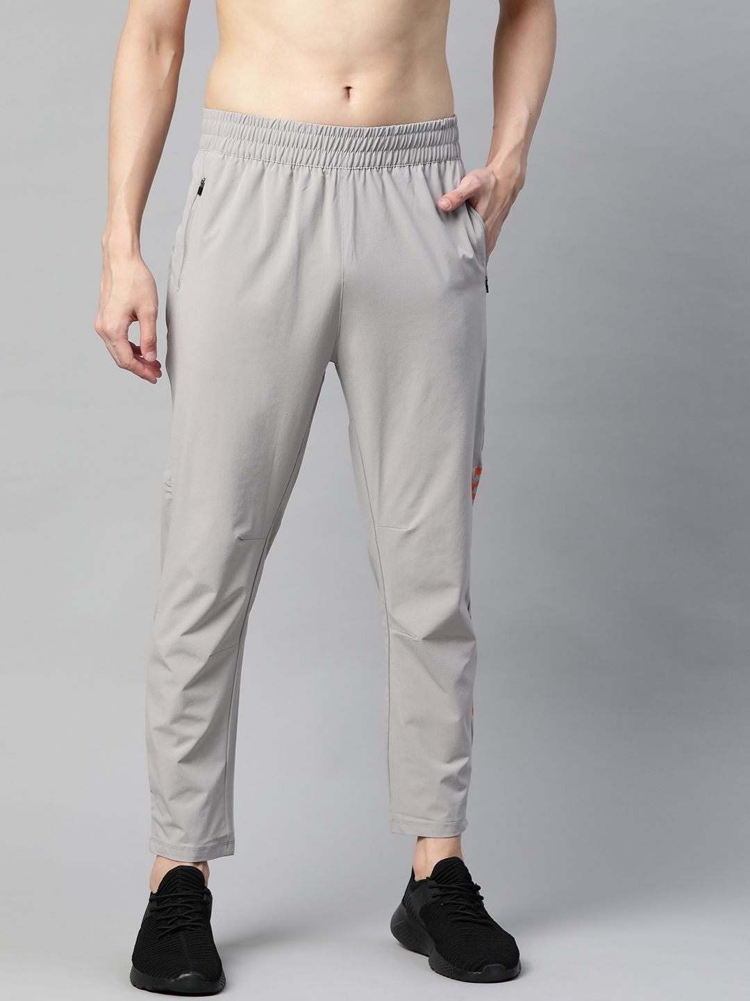 HRX by Hrithik Roshan Men Grey Solid Slim Fit Rapid-Dry Antimicrobial Running Track Pants