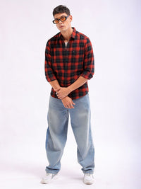 The Indian Garage Co Slim Fit Buffalo Checked Spread Collar Pure Cotton Casual Shirt