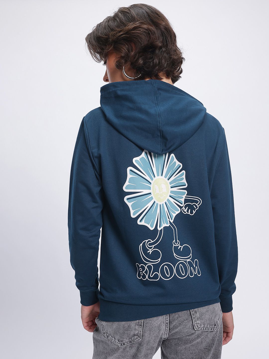 DressBerry Retro Blooms Printed Hooded Sweatshirt