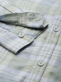 The Indian Garage Co Men Pista Green Regular Fit Opaque Checked Cotton Shirt with Pocket