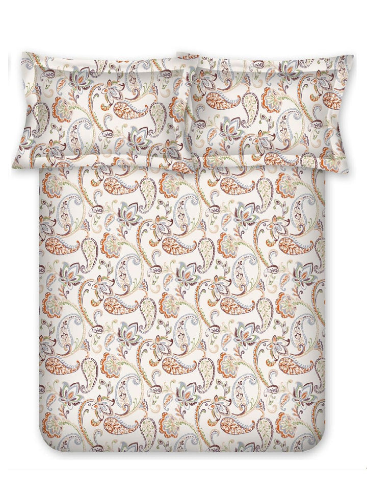BOMBAY DYEING Brown Floral Cotton 140 TC Double Queen Bedsheet Set-2.28 m X 2.54 m