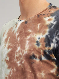 ADRO Tie & Dye Printed Round Neck Short Sleeves Regular Fit Cotton T-shirt