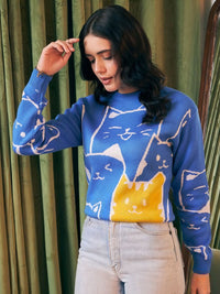 Berrylush Graphic Printed Acrylic Pullover