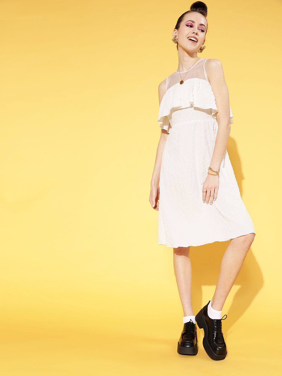 Athena Women Stunning White Solid Sun Dress